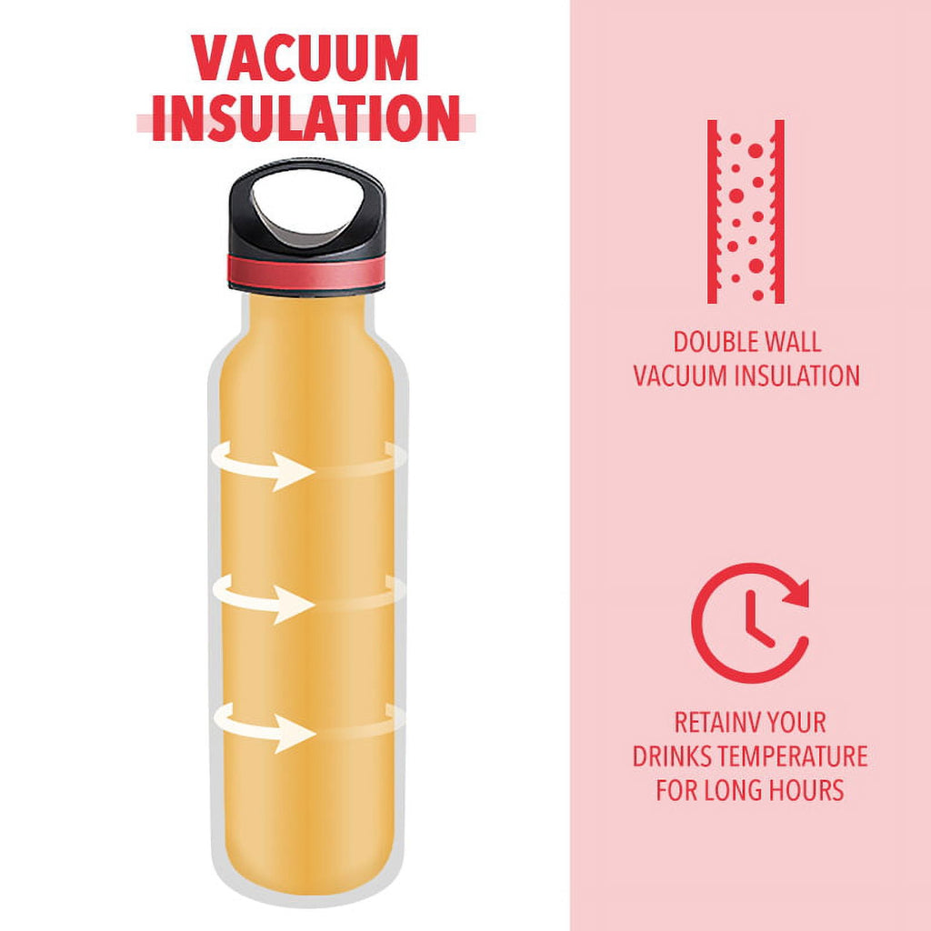 LIFE'S EASY 20 oz. Sports Insulated Water Bottle with Lid. Stainless Steel Vacuum Double Wall Thermo for Modern Hot and Cold Drinks, Simple Metal Hydro Canteen for Travel Men and Women (White) | IJQI