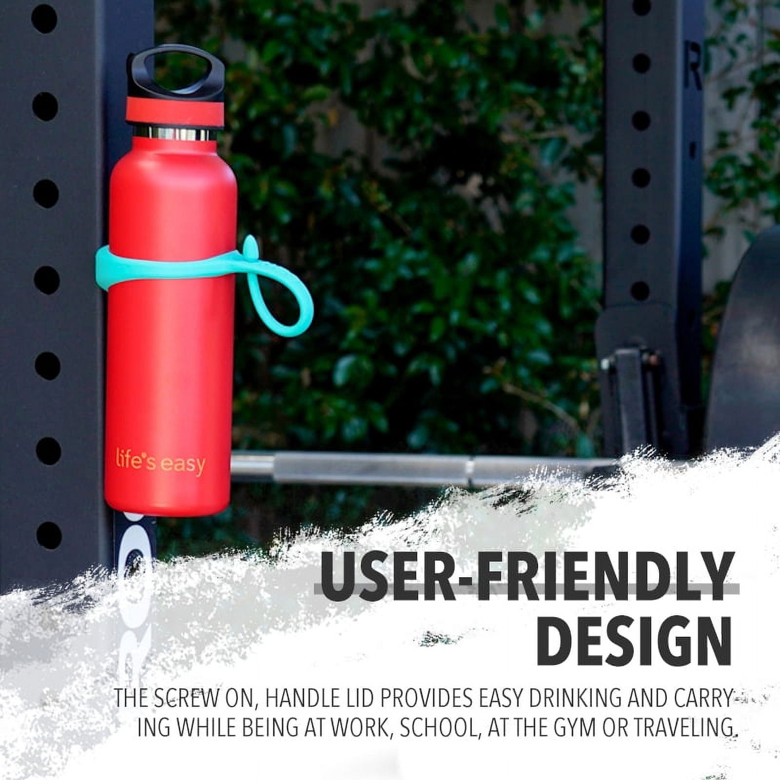 LIFE'S EASY 20 oz. Sports Insulated Water Bottle with Lid. Stainless Steel Vacuum Double Wall Thermo for Modern Hot and Cold Drinks, Simple Metal Hydro Canteen for Travel Men and Women (White) | IJQI