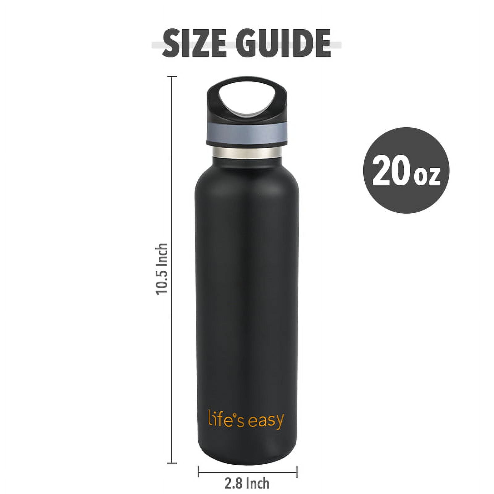 LIFE'S EASY 20 oz. Sports Insulated Water Bottle with Lid. Stainless Steel Vacuum Double Wall Thermo for Modern Hot and Cold Drinks, Simple Metal Hydro Canteen for Travel Men and Women (White) | IJQI