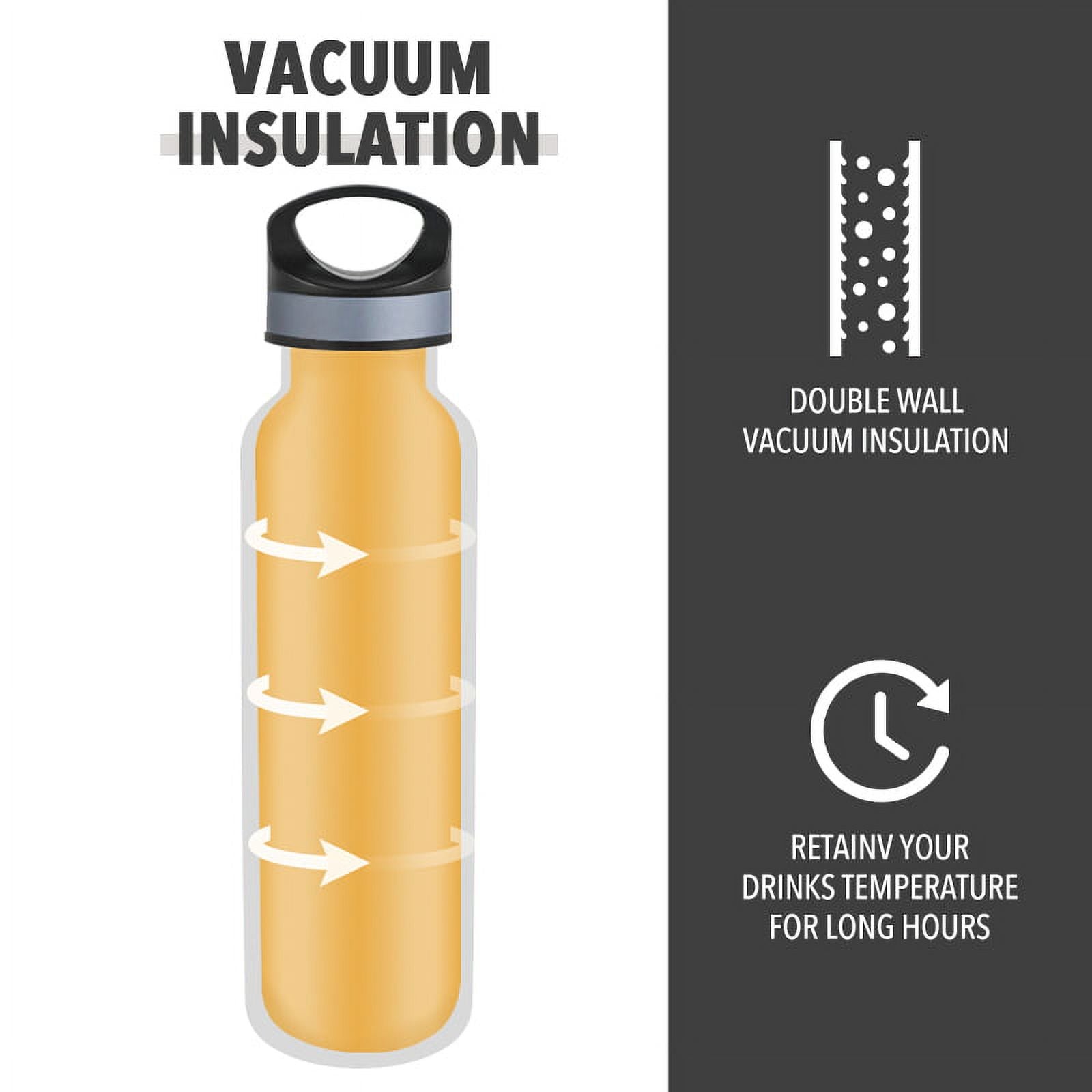 LIFE'S EASY 20 oz. Sports Insulated Water Bottle with Lid. Stainless Steel Vacuum Double Wall Thermo for Modern Hot and Cold Drinks, Simple Metal Hydro Canteen for Travel Men and Women (White) | IJQI
