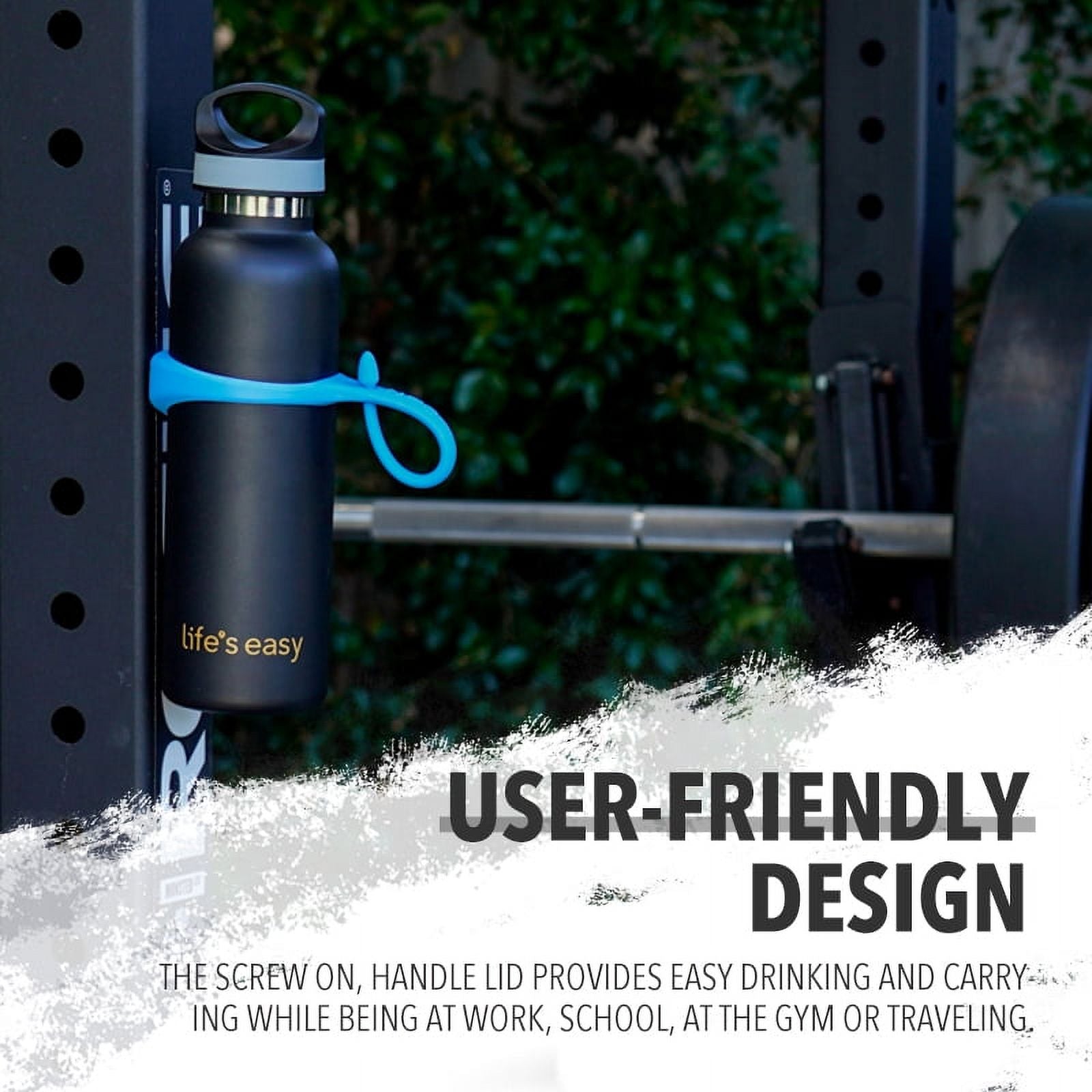 LIFE'S EASY 20 oz. Sports Insulated Water Bottle with Lid. Stainless Steel Vacuum Double Wall Thermo for Modern Hot and Cold Drinks, Simple Metal Hydro Canteen for Travel Men and Women (White) | IJQI