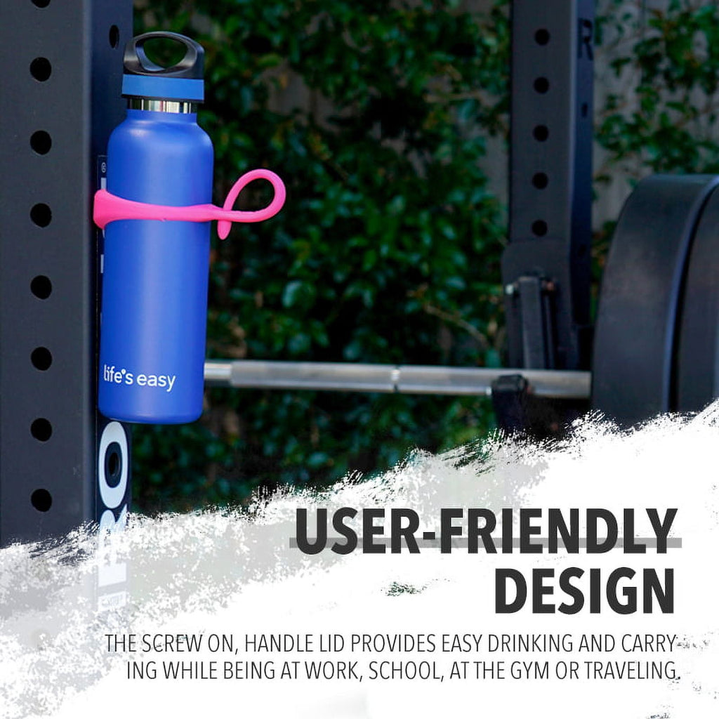 LIFE'S EASY 20 oz. Sports Insulated Water Bottle with Lid. Stainless Steel Vacuum Double Wall Thermo for Modern Hot and Cold Drinks, Simple Metal Hydro Canteen for Travel Men and Women (White) | IJQI