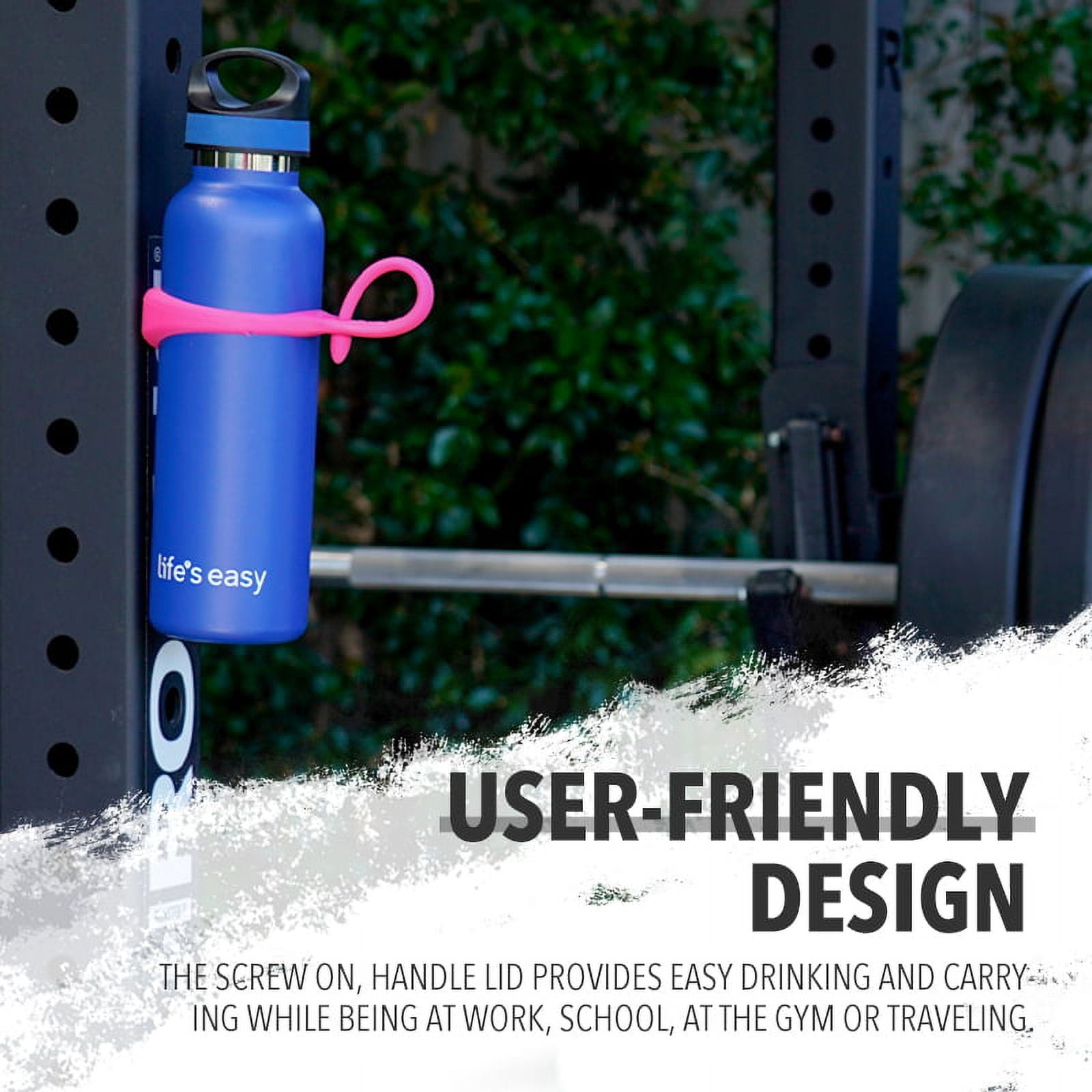 LIFE'S EASY 20 oz. Sports Insulated Water Bottle with Lid. Stainless Steel Vacuum Double Wall Thermo for Modern Hot and Cold Drinks, Simple Metal Hydro Canteen for Travel Men and Women (White) | IJQI