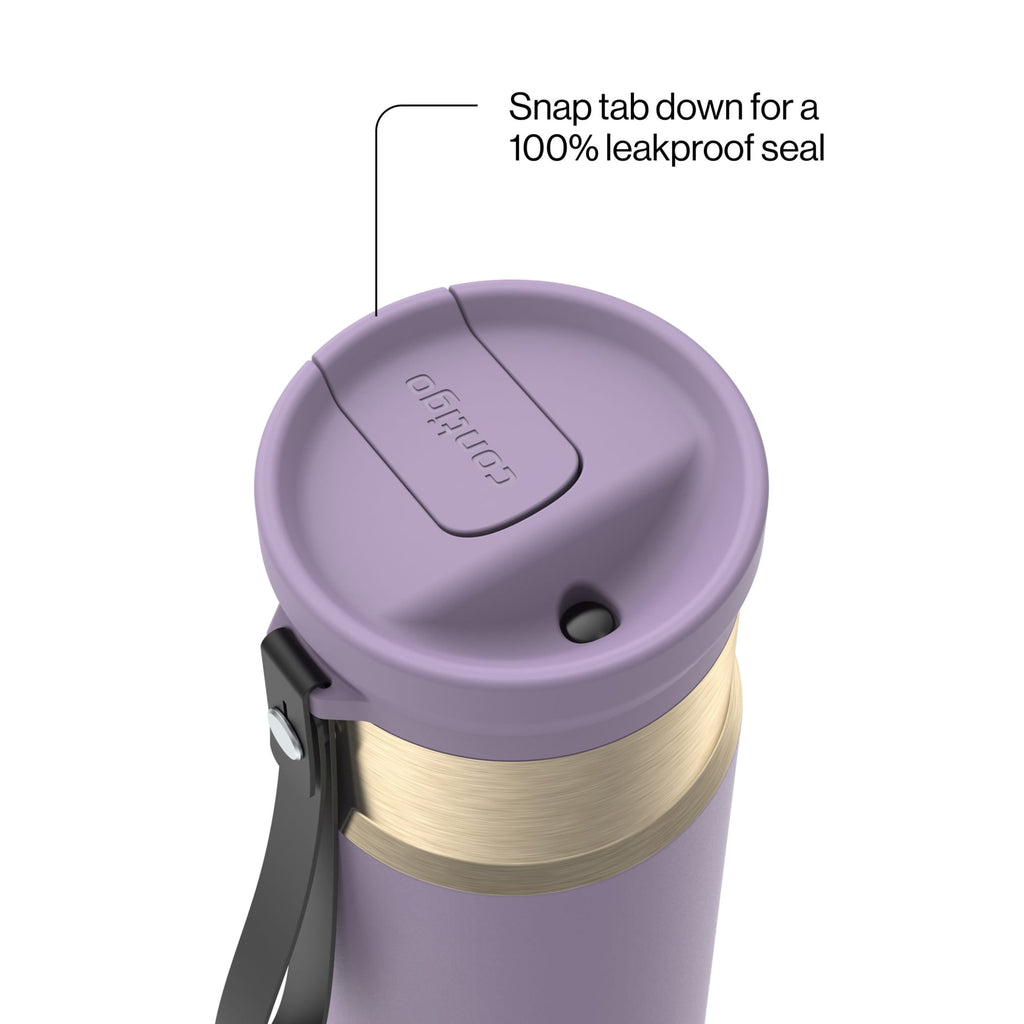 Contigo SnapSeal 16 oz Leakproof Stainless Steel Water Bottle with Carrying Strap | Z36N