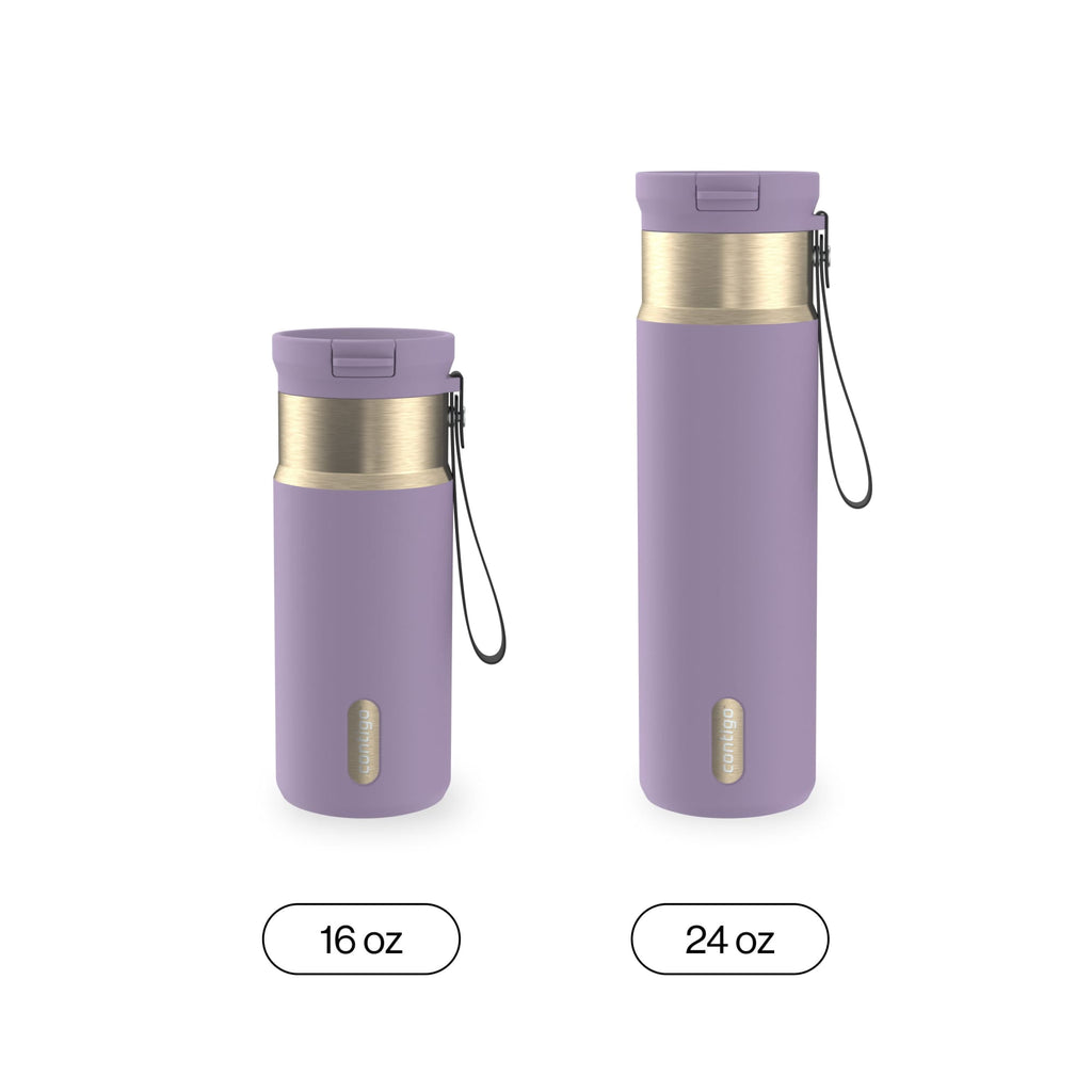 Contigo SnapSeal 16 oz Leakproof Stainless Steel Water Bottle with Carrying Strap | Z36N