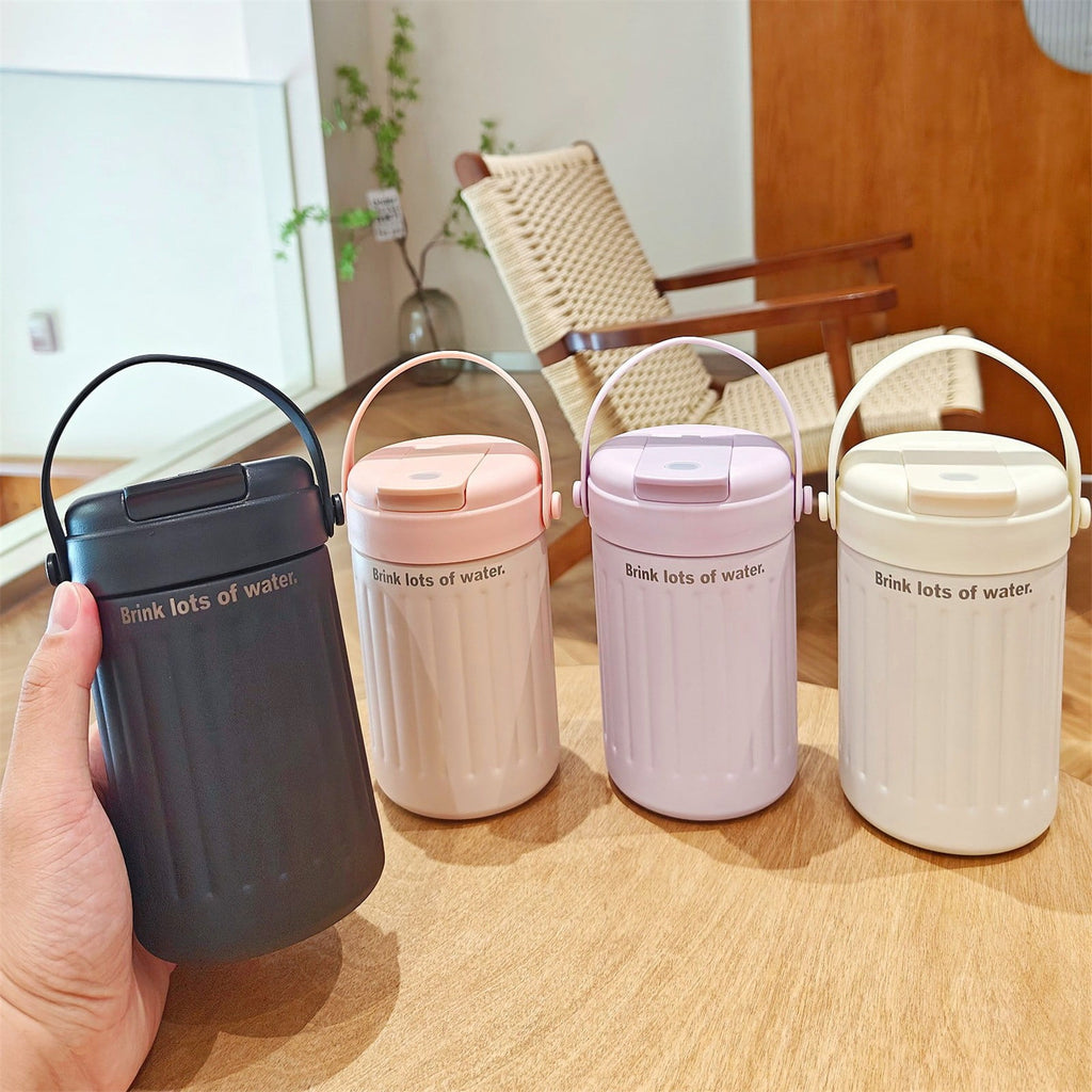 BinKFF Simple Modern Travel Coffee Mug, Insulated Coffee Tumblers with Lid, Double Walled Iced Travel Coffee Mug for Woman and Man Stainless Steel Tumbler with Handle | 43AB