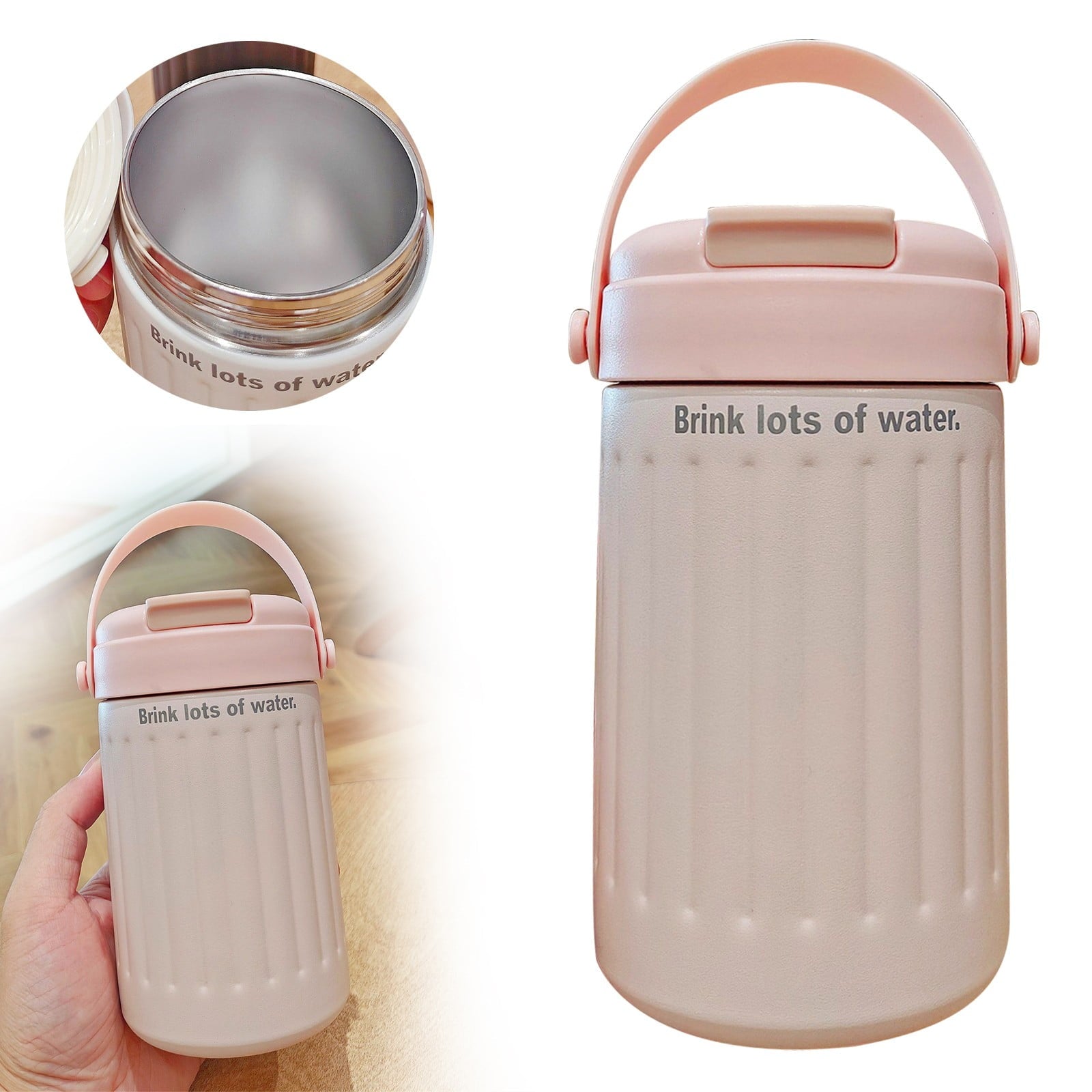 BinKFF Simple Modern Travel Coffee Mug, Insulated Coffee Tumblers with Lid, Double Walled Iced Travel Coffee Mug for Woman and Man Stainless Steel Tumbler with Handle | 43AB
