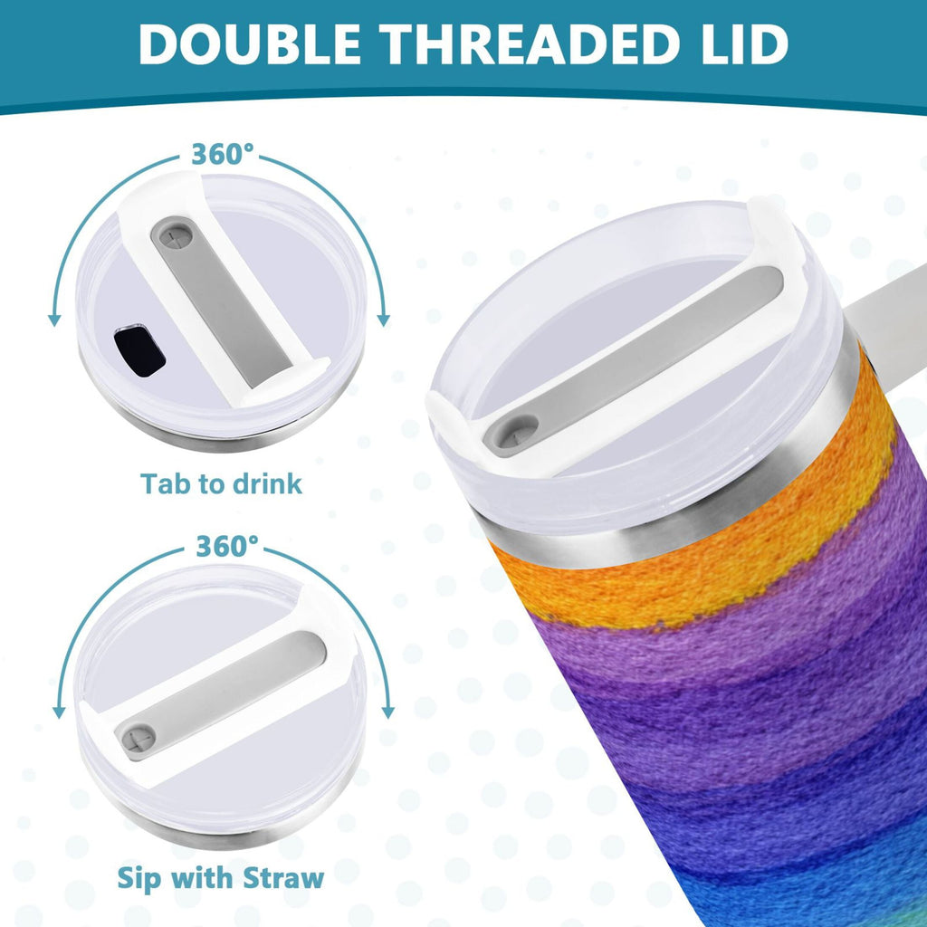 30 oz Insulated Stainless Steel Tumbler Double Wall Stainless Steel Tumbler with 2-Way Drinking Watercolor Rainbow Colors | P02C