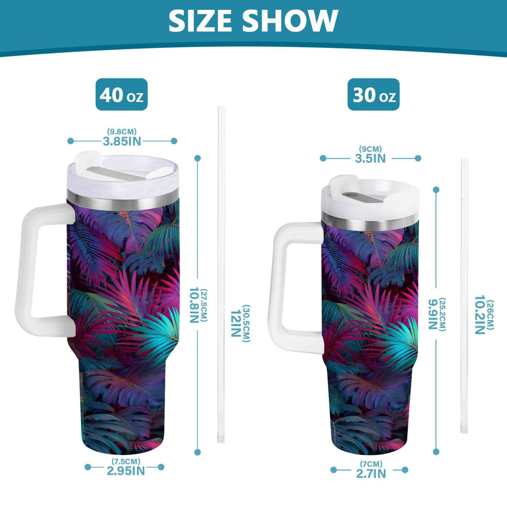 30 oz Insulated Stainless Steel Tumbler Double Wall Stainless Steel Tumbler with 2-Way Drinking Vibrant and Shimmering Jungle | MC1U