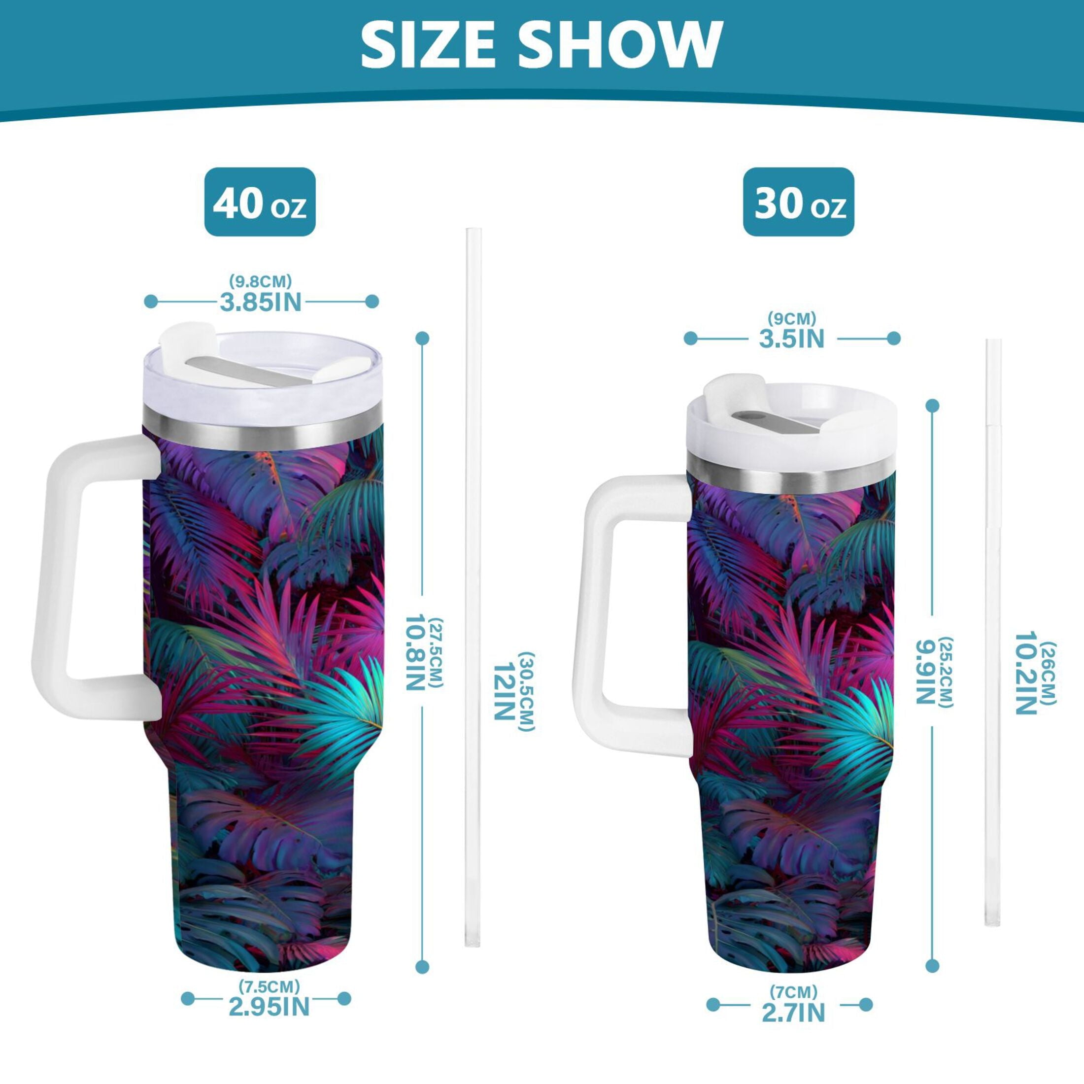 30 oz Insulated Stainless Steel Tumbler Double Wall Stainless Steel Tumbler with 2-Way Drinking Vibrant and Shimmering Jungle | MC1U
