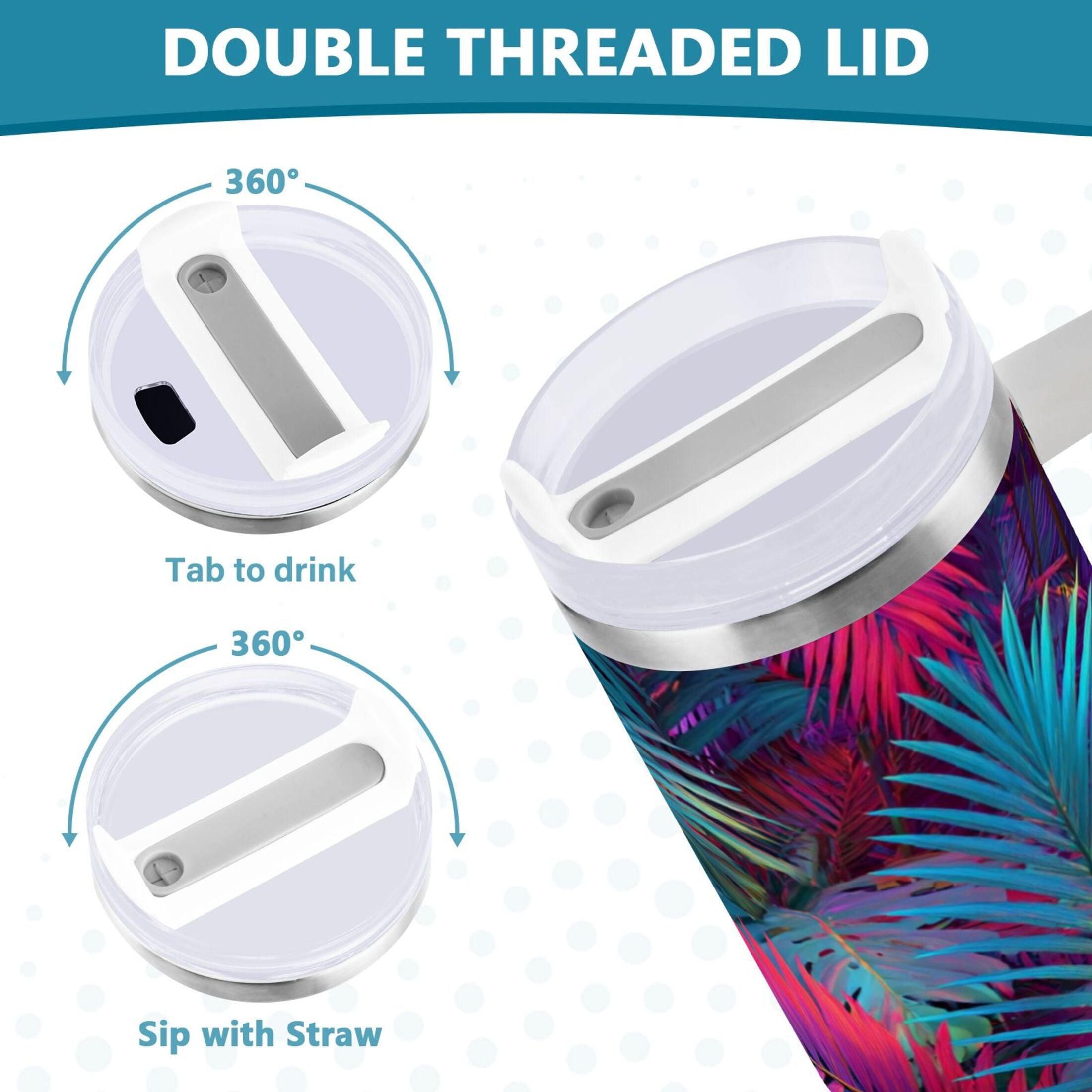 30 oz Insulated Stainless Steel Tumbler Double Wall Stainless Steel Tumbler with 2-Way Drinking Vibrant and Shimmering Jungle | MC1U