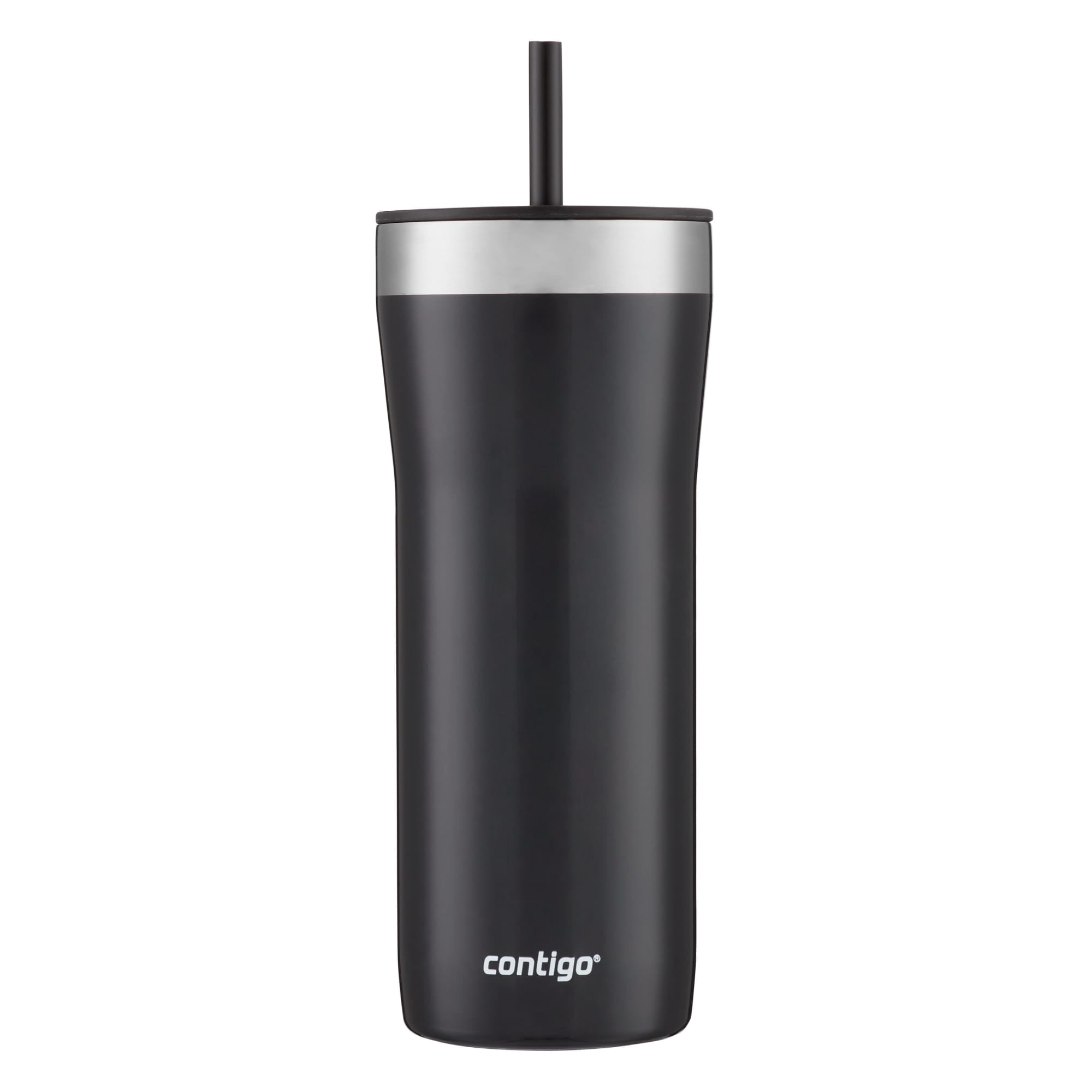 Contigo Streeterville Stainless Steel Tumbler with Plastic Straw and Splash-Proof Lid, Licorice, 32 fl. oz | CGGX