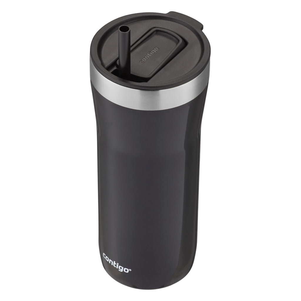 Contigo Streeterville Stainless Steel Tumbler with Plastic Straw and Splash-Proof Lid, Licorice, 32 fl. oz | CGGX