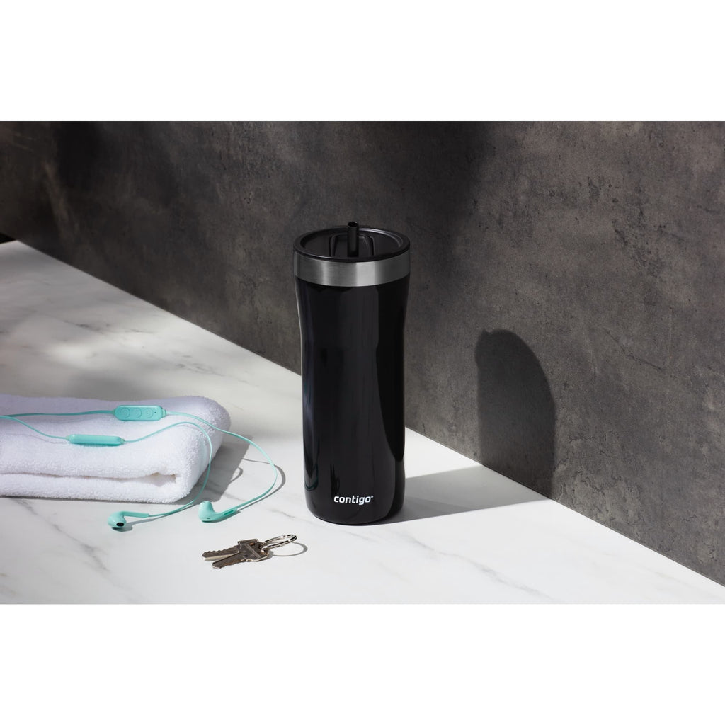 Contigo Streeterville Stainless Steel Tumbler with Plastic Straw and Splash-Proof Lid, Licorice, 32 fl. oz | CGGX