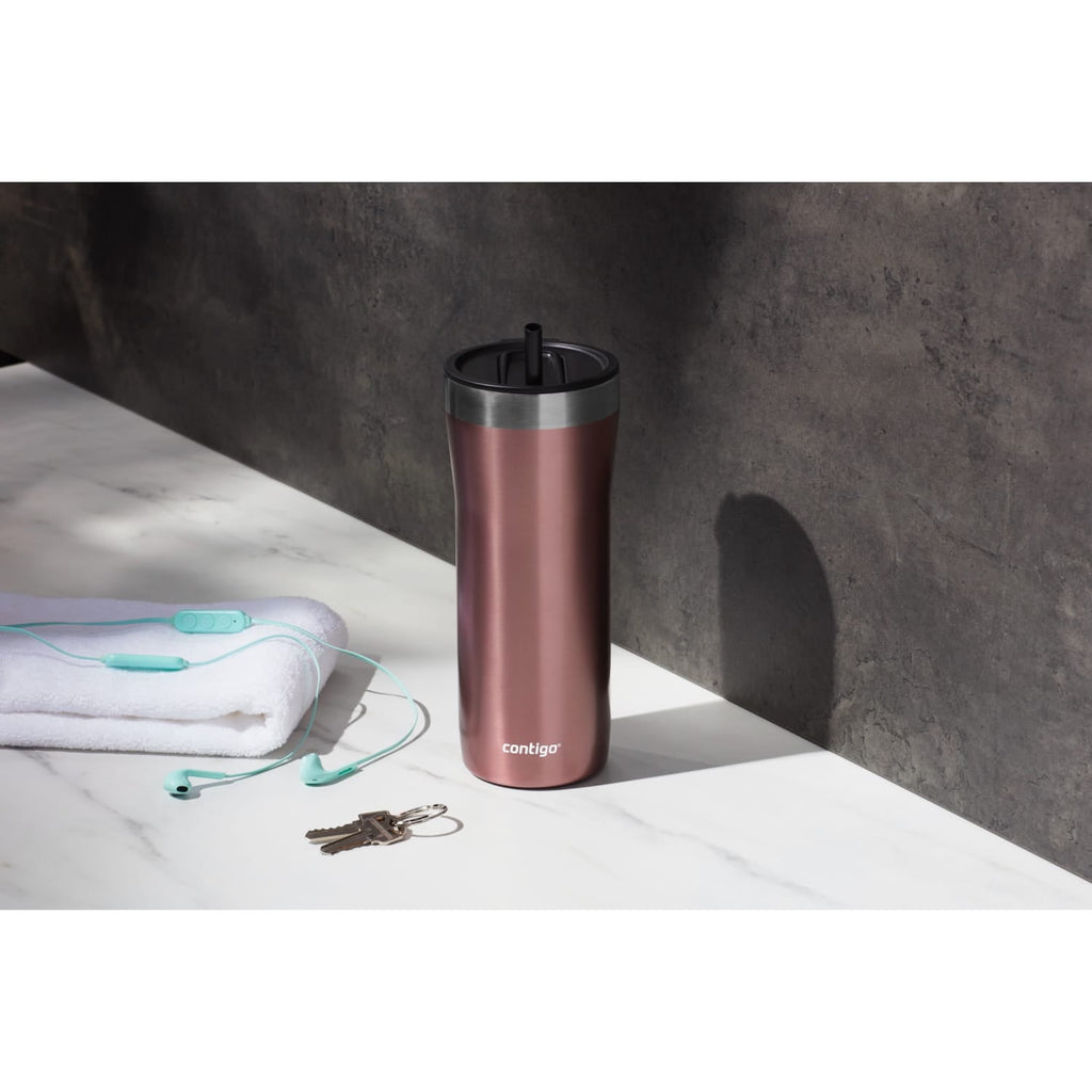 Contigo Streeterville Stainless Steel Tumbler with Plastic Straw and Splash-Proof Lid, Licorice, 32 fl. oz | CGGX