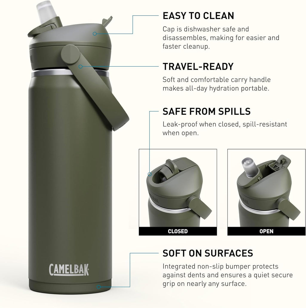 CamelBak Thrive™ Flip Straw Insulated Stainless Steel Water Bottle, 20oz, Moss | EP1V
