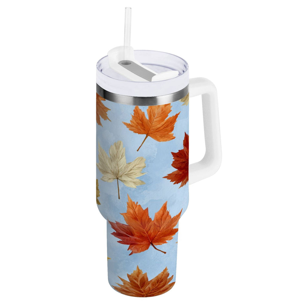 30 oz Insulated Stainless Steel Tumbler Double Wall Stainless Steel Tumbler with 2-Way Drinking Autumn Maple Leaves | 638N