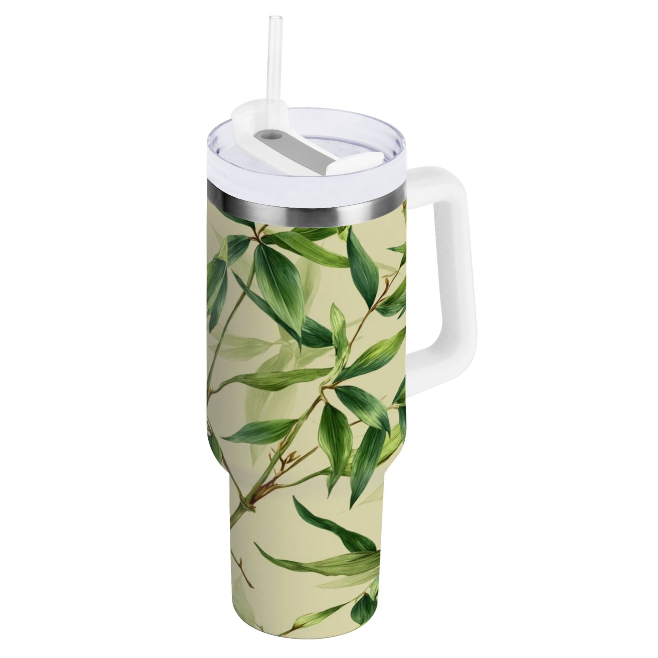 30 oz Insulated Stainless Steel Tumbler Double Wall Stainless Steel Tumbler with 2-Way Drinking Bamboo Pattern | IQUZ