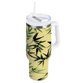 30 oz Insulated Stainless Steel Tumbler Double Wall Stainless Steel Tumbler with 2-Way Drinking Bamboo and Green Leaves | 90ND