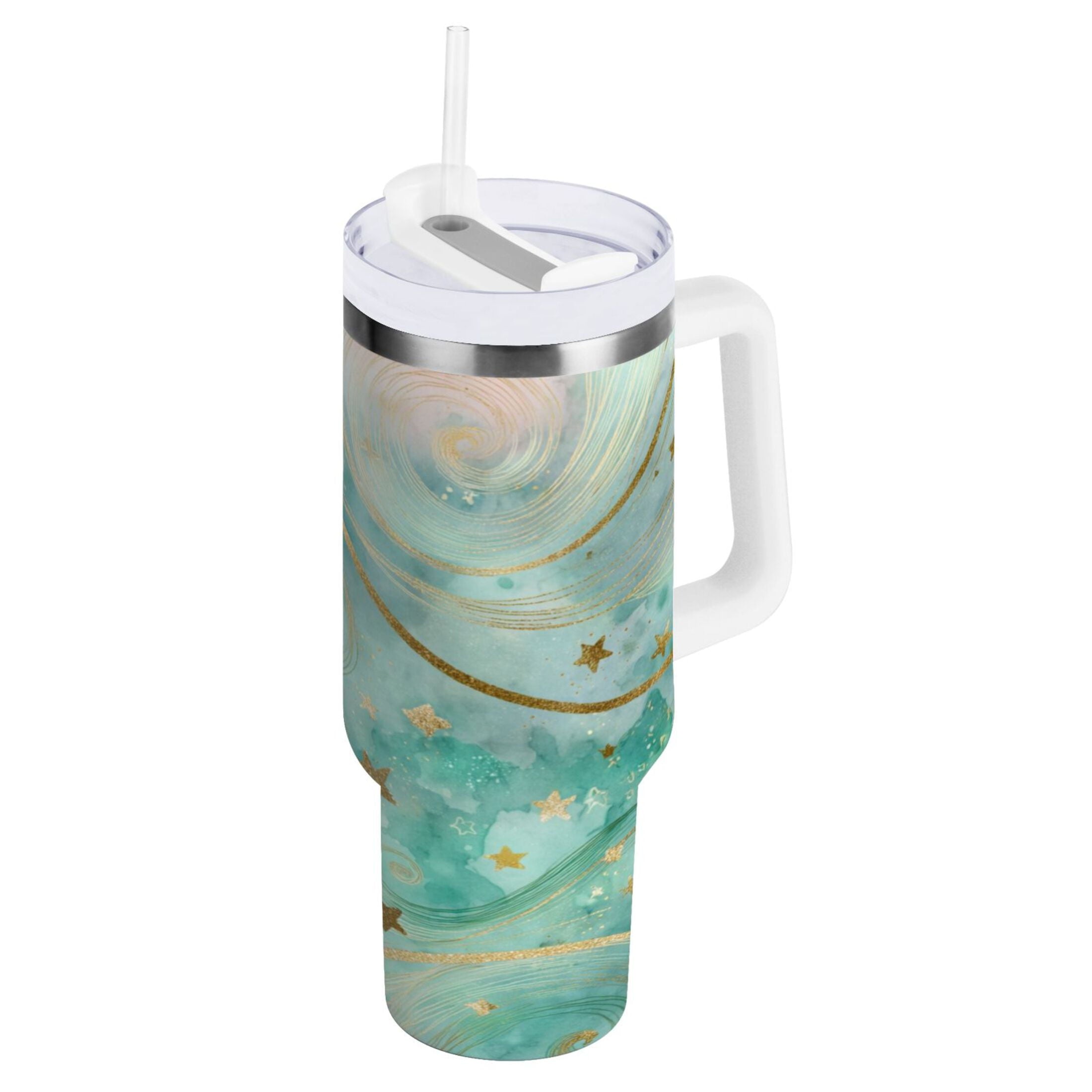 30 oz Insulated Stainless Steel Tumbler Double Wall Stainless Steel Tumbler with 2-Way Drinking Beautiful Swirling Lines | J3BV