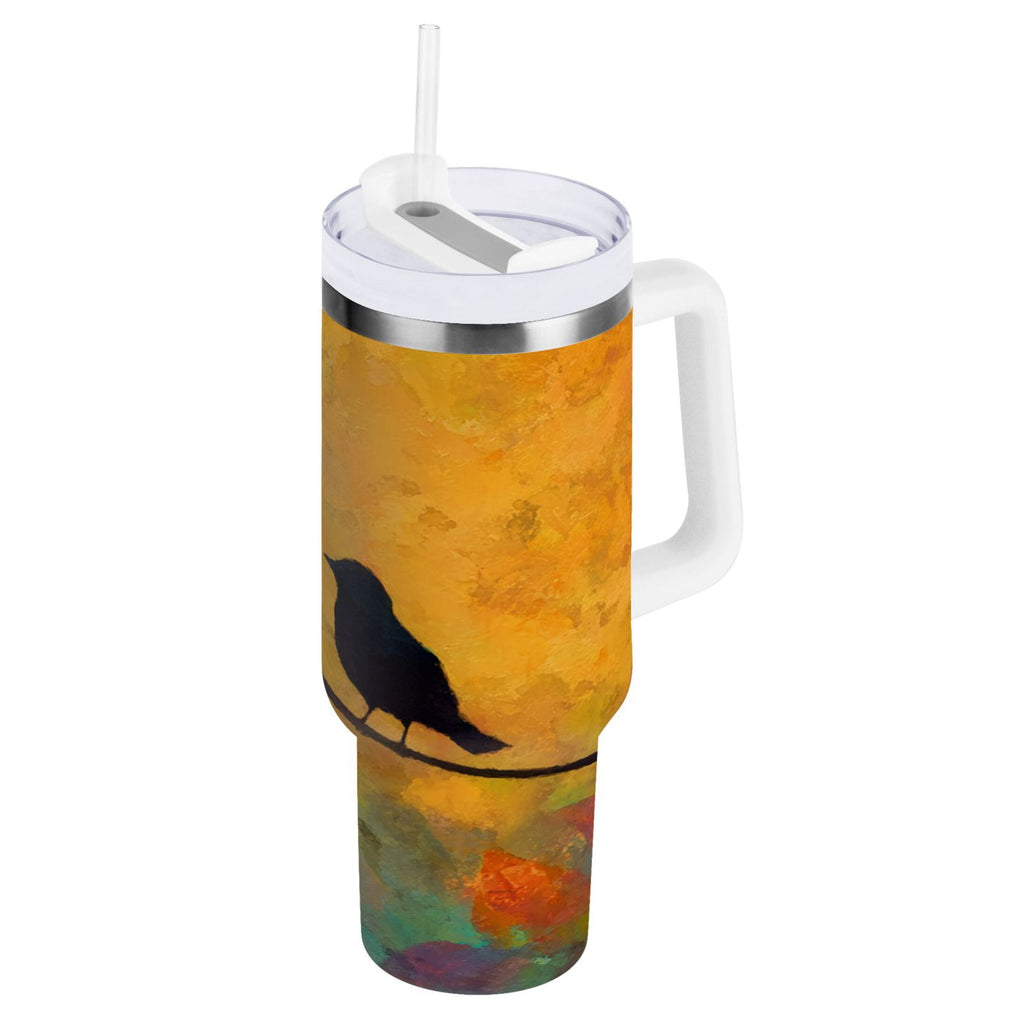 30 oz Insulated Stainless Steel Tumbler Double Wall Stainless Steel Tumbler with 2-Way Drinking Birds on A Wire | TGF5