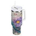 30 oz Insulated Stainless Steel Tumbler Double Wall Stainless Steel Tumbler with 2-Way Drinking Bluebird and Flower | 55IV