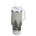 30 oz Insulated Stainless Steel Tumbler Double Wall Stainless Steel Tumbler with 2-Way Drinking Christmas Deer and Snowmen | ZP4F