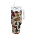 30 oz Insulated Stainless Steel Tumbler Double Wall Stainless Steel Tumbler with 2-Way Drinking Christmas Trees Deer and Houses | DHGE