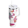30 oz Insulated Stainless Steel Tumbler Double Wall Stainless Steel Tumbler with 2-Way Drinking Colorful Butterflies | RGOW