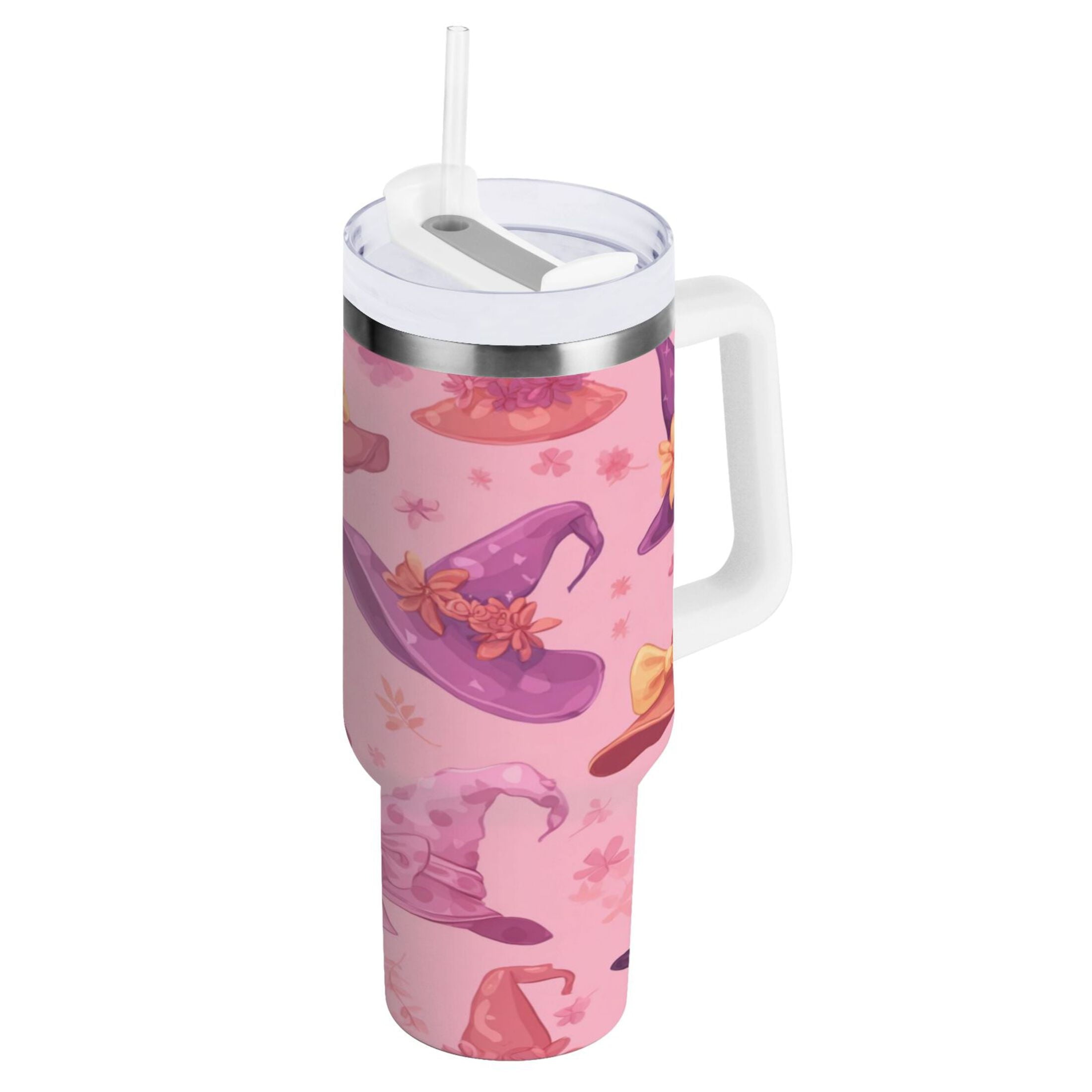 30 oz Insulated Stainless Steel Tumbler Double Wall Stainless Steel Tumbler with 2-Way Drinking Colorful Hat Pattern | VQN7