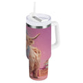 30 oz Insulated Stainless Steel Tumbler Double Wall Stainless Steel Tumbler with 2-Way Drinking Cow Wearing Christmas | QHA8