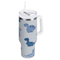 30 oz Insulated Stainless Steel Tumbler Double Wall Stainless Steel Tumbler with 2-Way Drinking Cute Blue Dinosaurs | XZGM