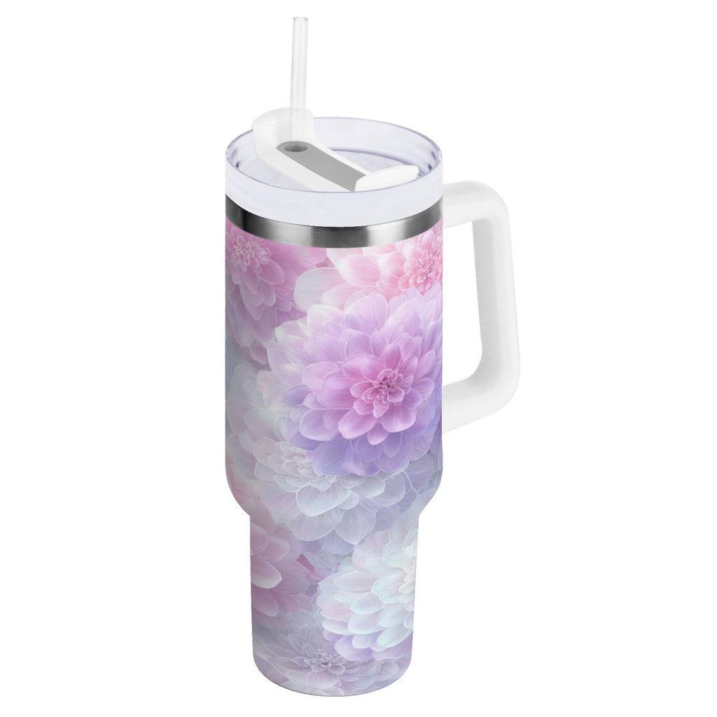 30 oz Insulated Stainless Steel Tumbler Double Wall Stainless Steel Tumbler with 2-Way Drinking Cute Pastel Watercolor Floral | 40PT