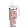 30 oz Insulated Stainless Steel Tumbler Double Wall Stainless Steel Tumbler with 2-Way Drinking Dogs Wearing Bows | 54FK