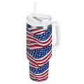 30 oz Insulated Stainless Steel Tumbler Double Wall Stainless Steel Tumbler with 2-Way Drinking Flags Wave Pattern | 98GV