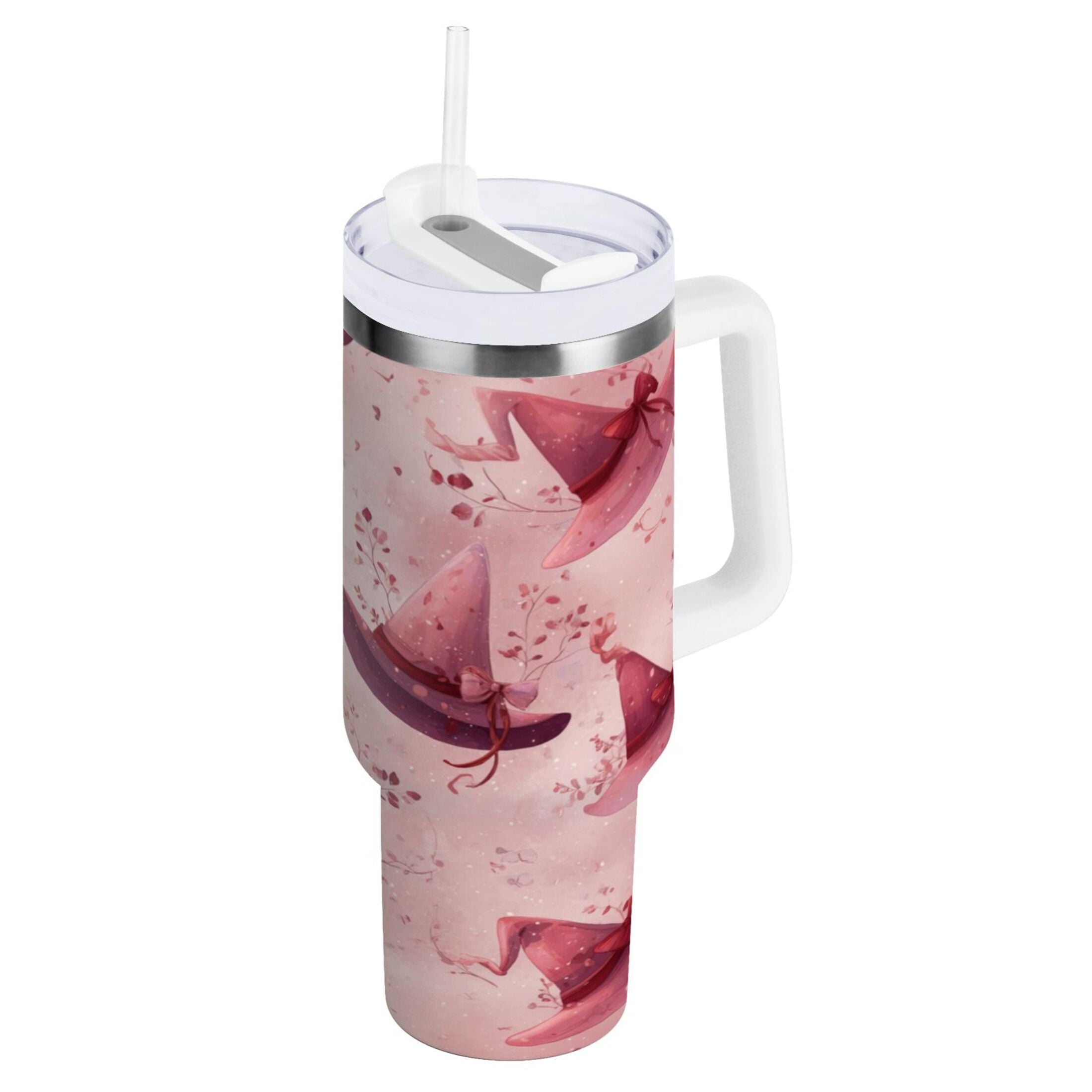 30 oz Insulated Stainless Steel Tumbler Double Wall Stainless Steel Tumbler with 2-Way Drinking Hats with Delicate Bows | R679
