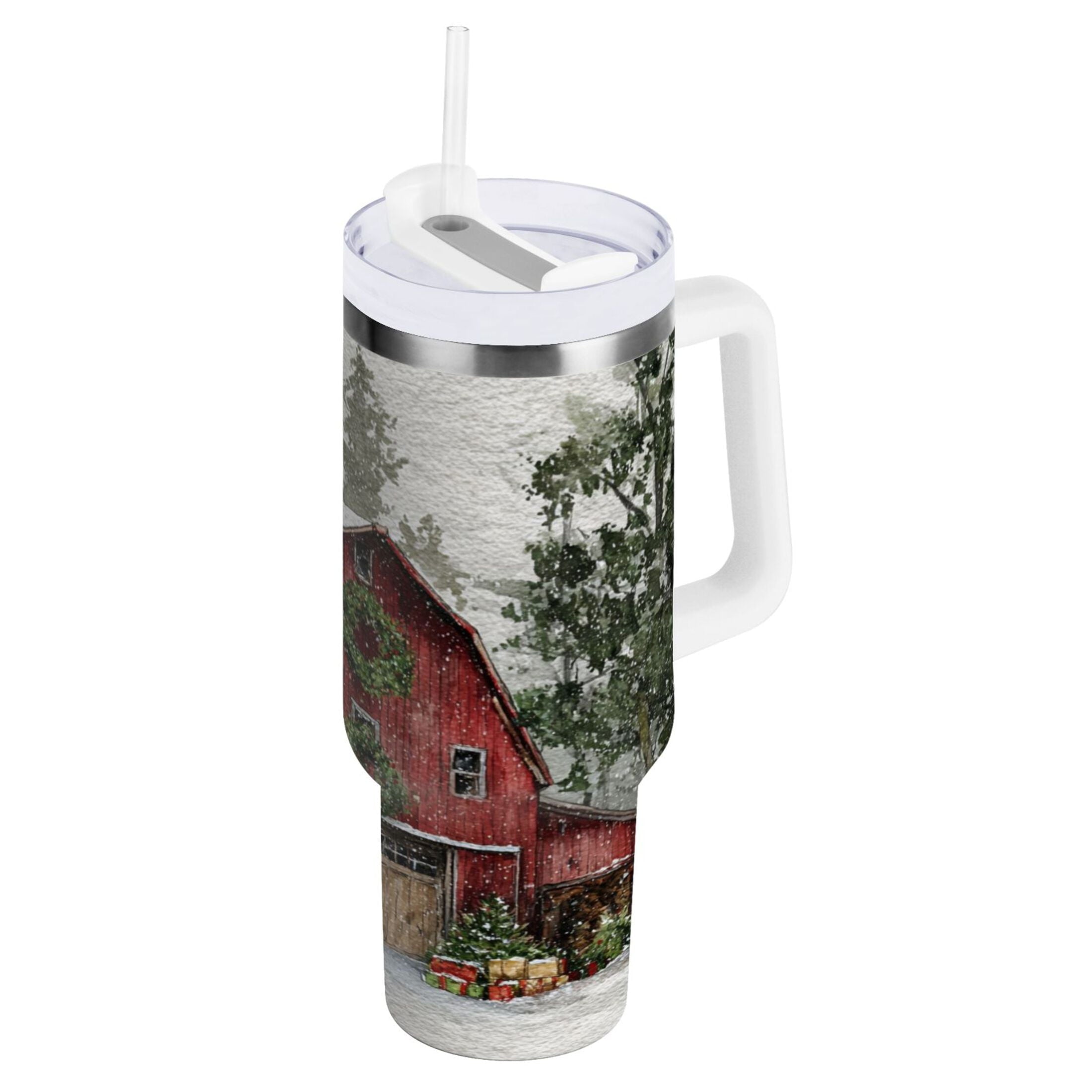 30 oz Insulated Stainless Steel Tumbler Double Wall Stainless Steel Tumbler with 2-Way Drinking Old Red Barn | OGAB