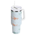 30 oz Insulated Stainless Steel Tumbler Double Wall Stainless Steel Tumbler with 2-Way Drinking Pastel Doodle Airplanes | 4GF8