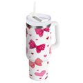 30 oz Insulated Stainless Steel Tumbler Double Wall Stainless Steel Tumbler with 2-Way Drinking Red and Pink Bows | EVC2