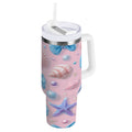30 oz Insulated Stainless Steel Tumbler Double Wall Stainless Steel Tumbler with 2-Way Drinking Seashells and Bows | RFSM