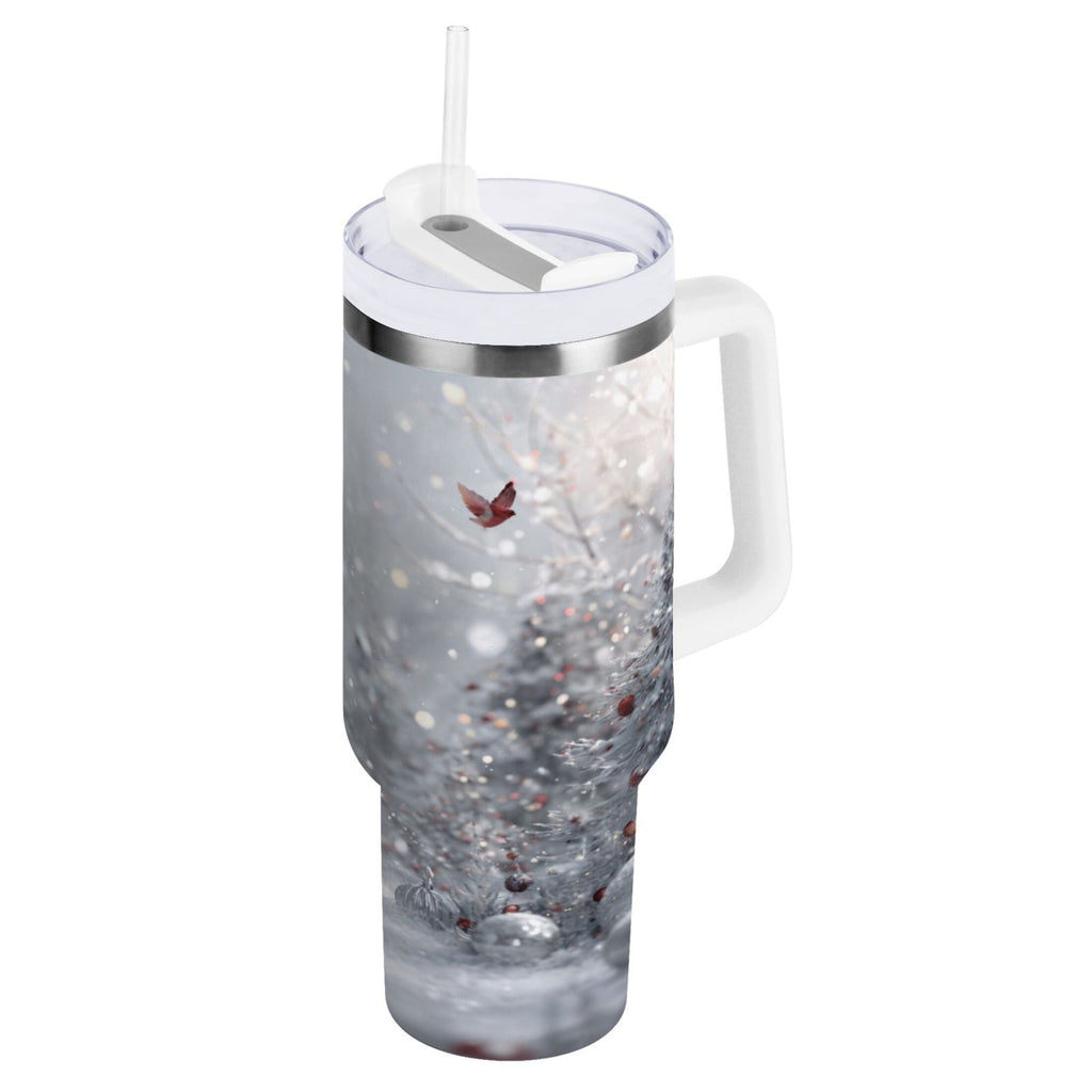 30 oz Insulated Stainless Steel Tumbler Double Wall Stainless Steel Tumbler with 2-Way Drinking Snowy Winter Landscape | TQHW