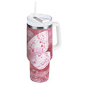 30 oz Insulated Stainless Steel Tumbler Double Wall Stainless Steel Tumbler with 2-Way Drinking Soft Pink Butterfly | YS27