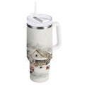 30 oz Insulated Stainless Steel Tumbler Double Wall Stainless Steel Tumbler with 2-Way Drinking Truck with Christmas Decorations | F1R1