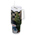 30 oz Insulated Stainless Steel Tumbler Double Wall Stainless Steel Tumbler with 2-Way Drinking Two Snowmen Pattern | DF31