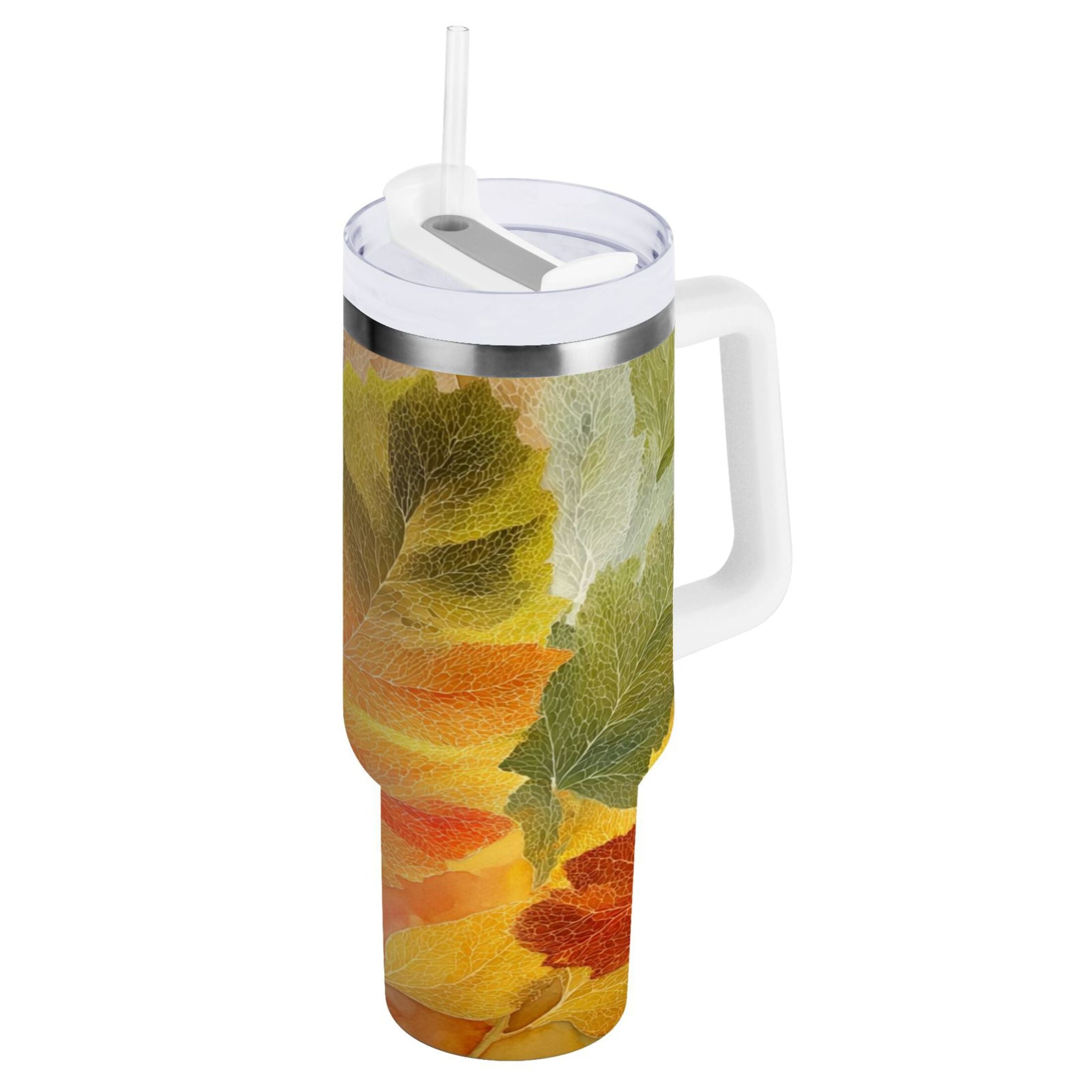 30 oz Insulated Stainless Steel Tumbler Double Wall Stainless Steel Tumbler with 2-Way Drinking Various Shades Autumn Leaves | T9V6