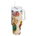 30 oz Insulated Stainless Steel Tumbler Double Wall Stainless Steel Tumbler with 2-Way Drinking Watercolor Animals Pattern | JHG9