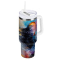 30 oz Insulated Stainless Steel Tumbler Double Wall Stainless Steel Tumbler with 2-Way Drinking Watercolor Calico Cat | 6YZP