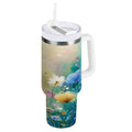 30 oz Insulated Stainless Steel Tumbler Double Wall Stainless Steel Tumbler with 2-Way Drinking Watercolor Wildflowers | 6ZHM