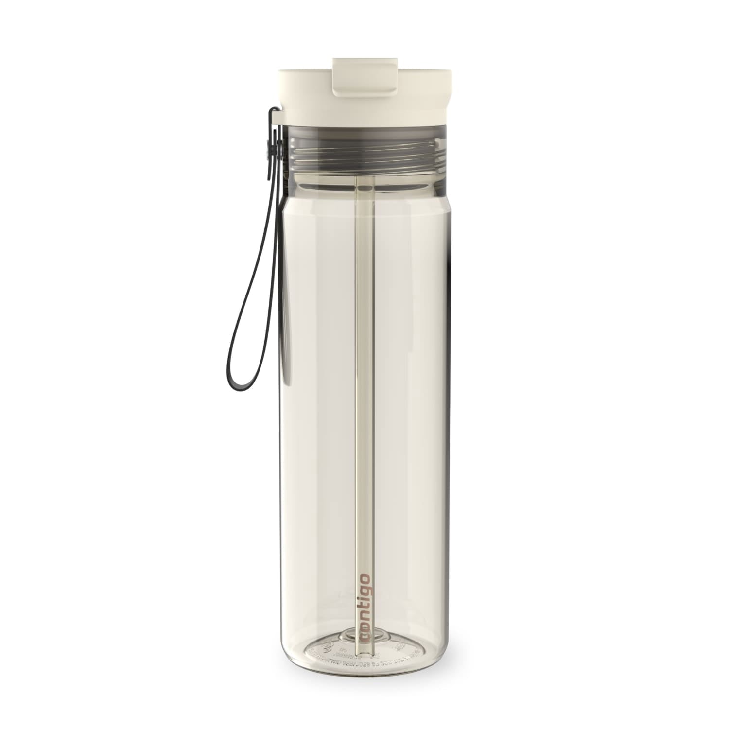 Contigo DualSip Leakproof Plastic Reusable Water Bottle with Carrying Strap, Cream/Clear, 28 oz | OMPB
