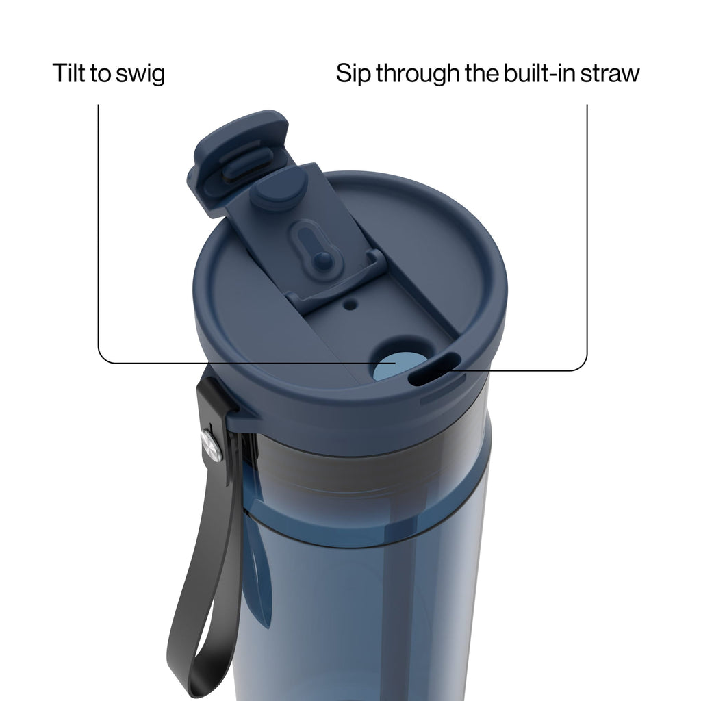Contigo DualSip Leakproof Plastic Reusable Water Bottle with Carrying Strap, Cream/Clear, 28 oz | OMPB